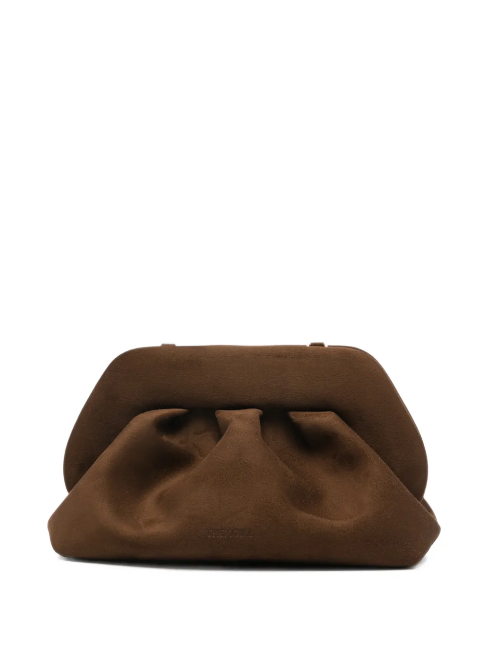 Themoirè medium ruched clutch bag - Marrone