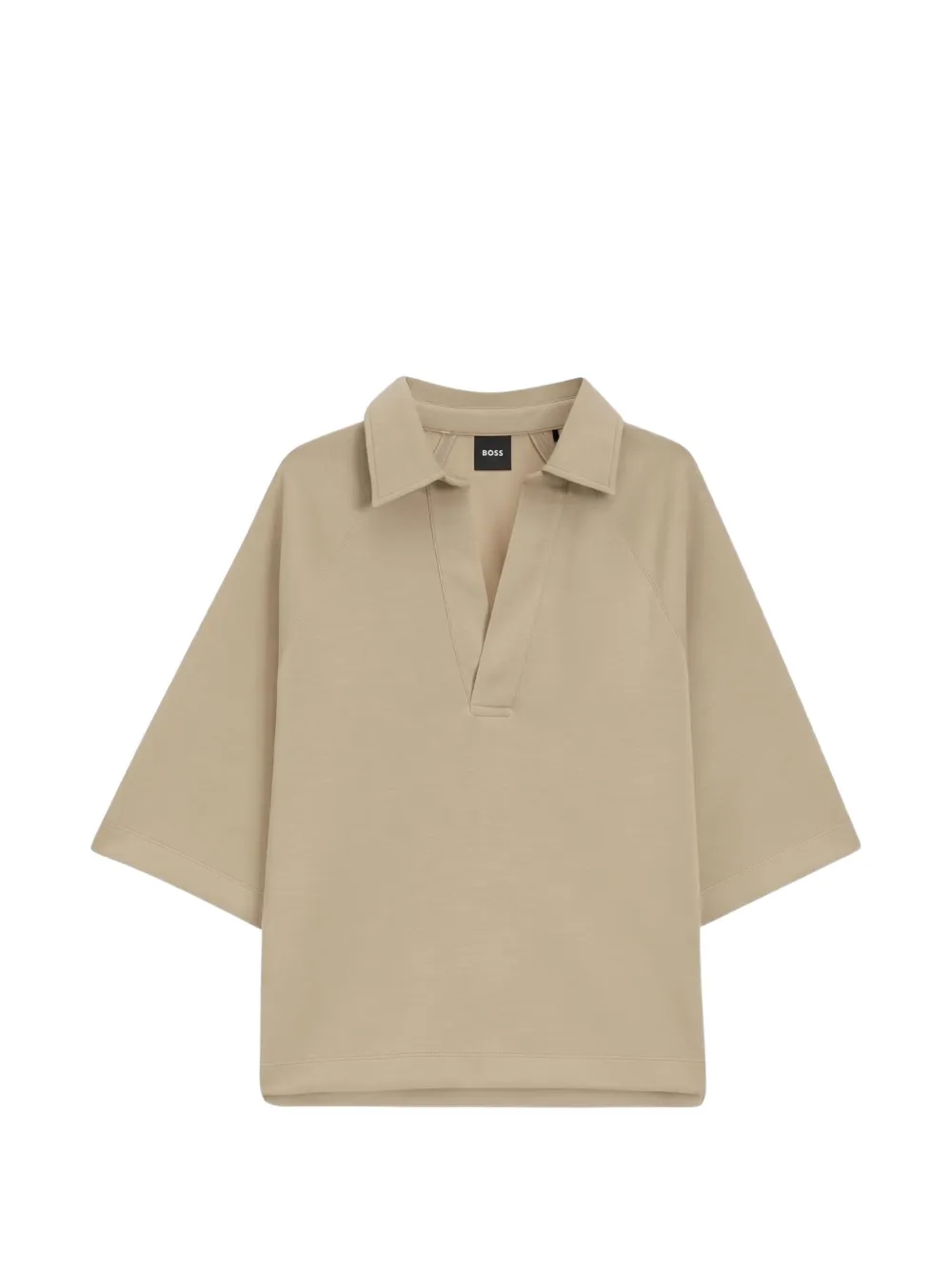 BOSS loose-fit polo sweatshirt in scuba jersey Beige