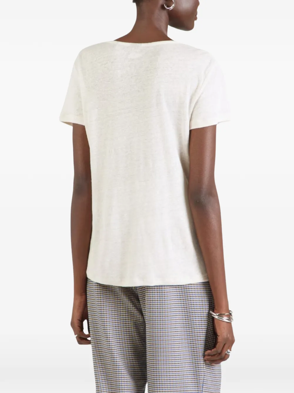 BOSS lace-trim V-neck T-shirt Wit