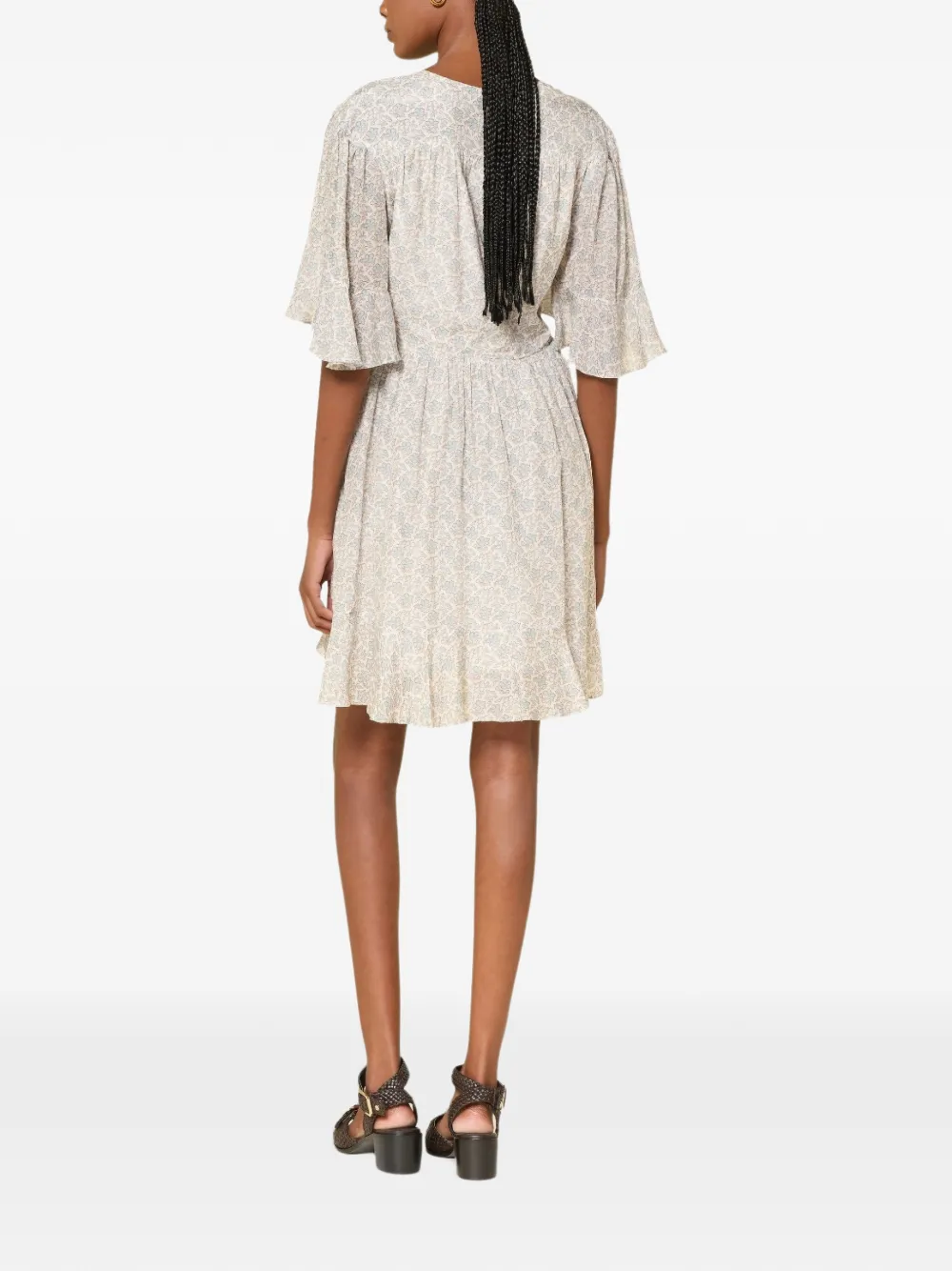 BOSS floral-print ruffled dress Wit