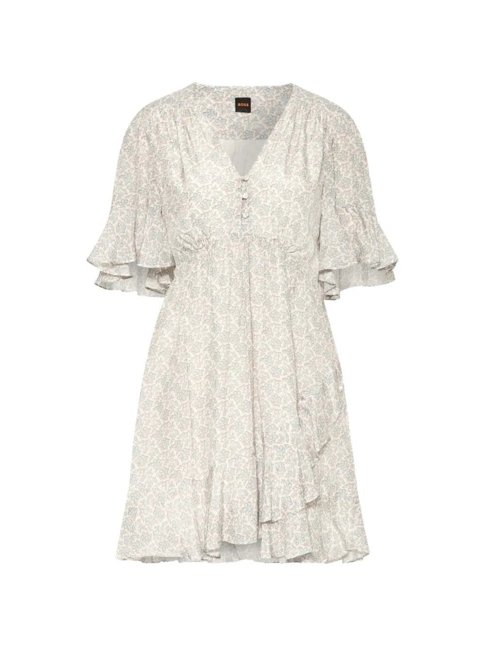 BOSS floral-print ruffled dress - Weiß