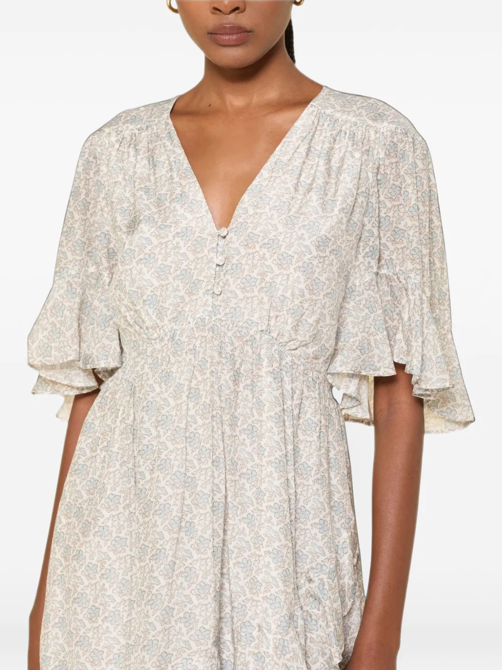 BOSS floral-print ruffled dress Wit