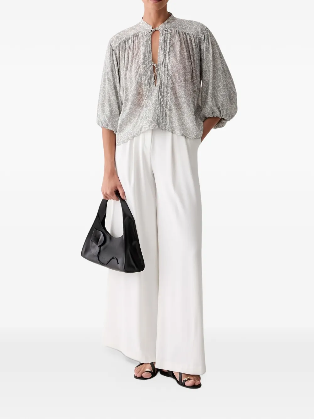 BOSS Bales floral-print blouse Grijs