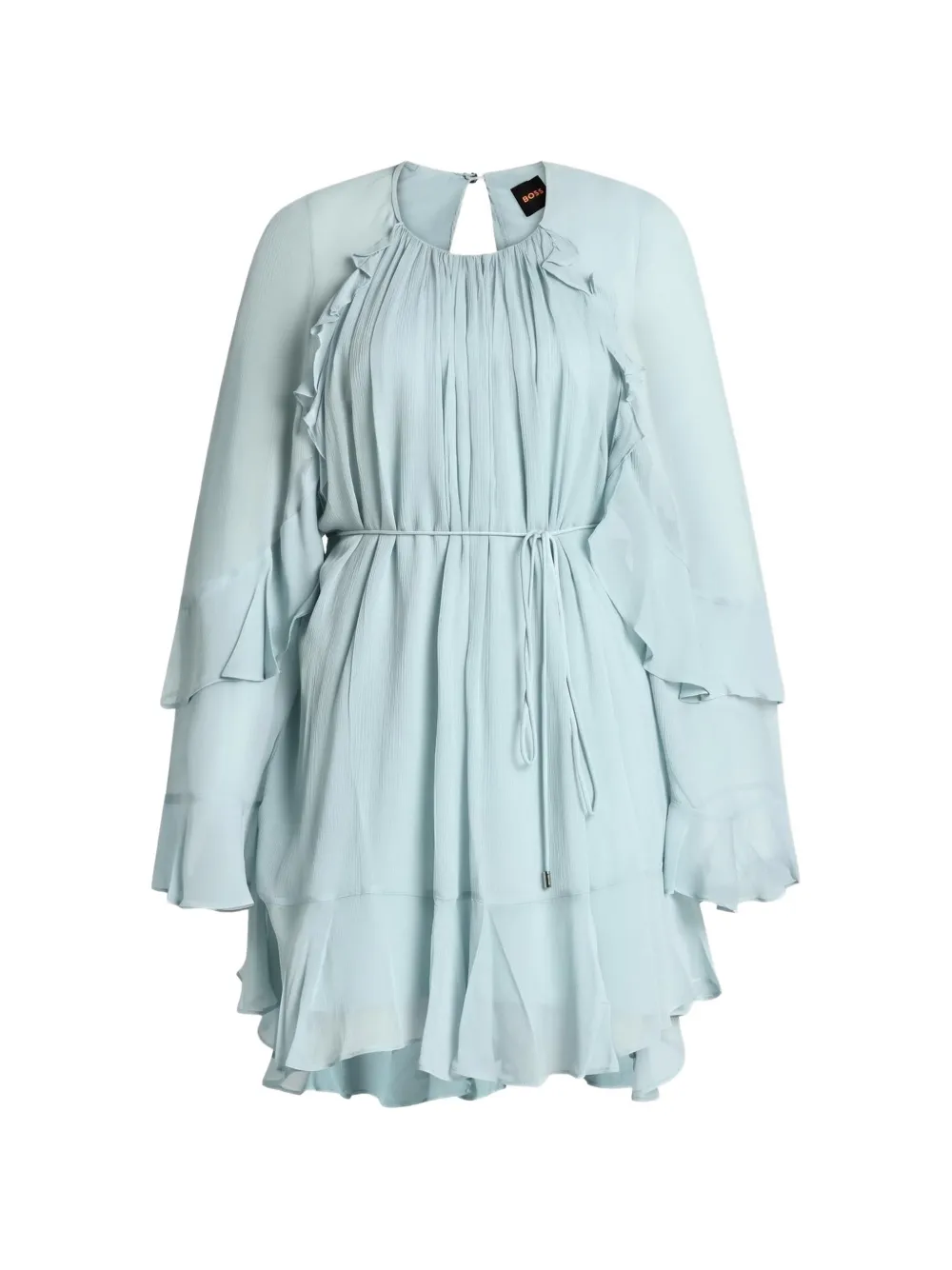 BOSS ruffled belted dress Blauw