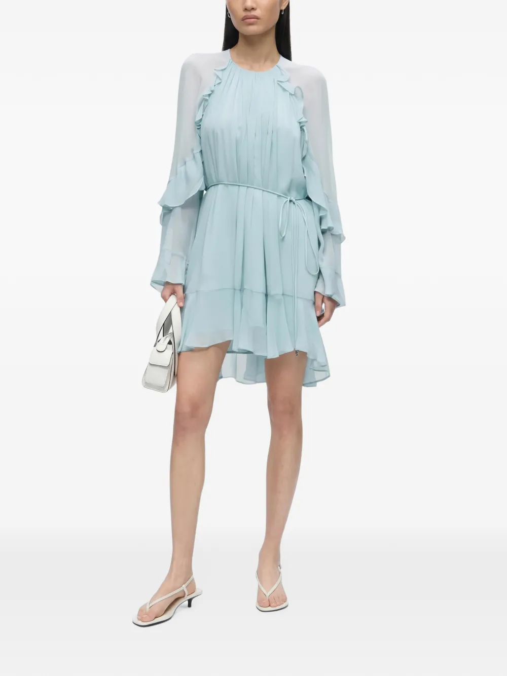 BOSS ruffled belted dress Blauw