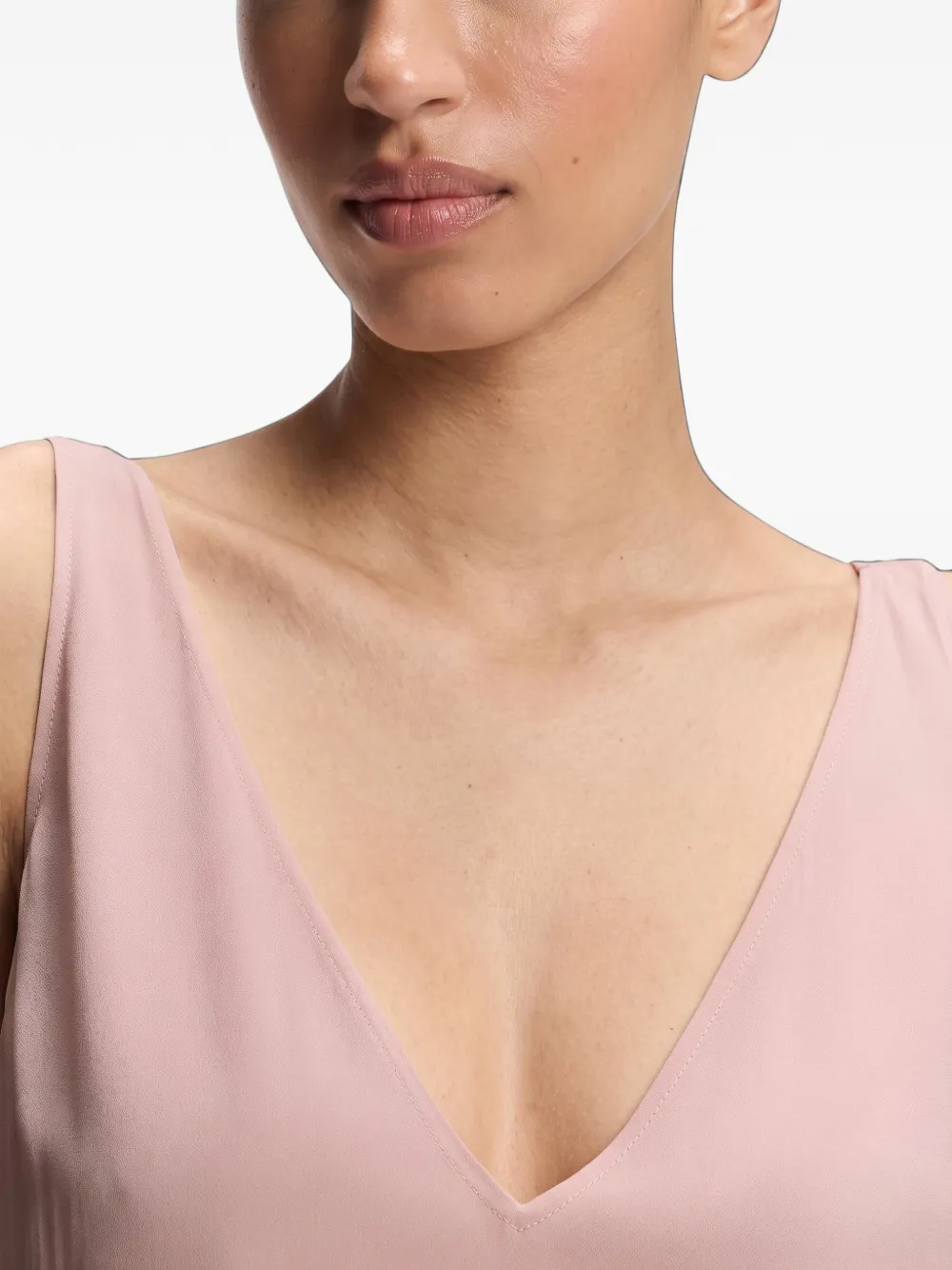 BOSS V-neck slip dress in crepe de chine Roze