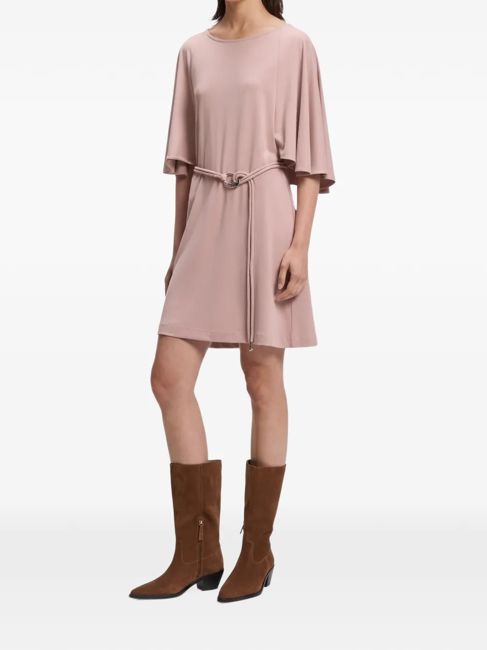 BOSS belted jersey dress with cape-style detail Roze