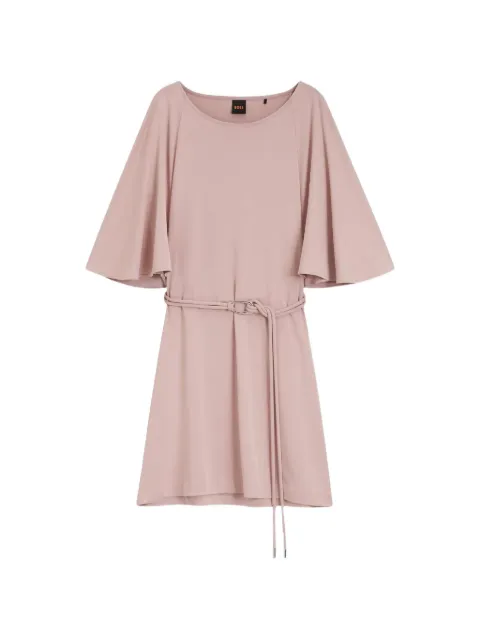 BOSS belted jersey dress with cape-style detail