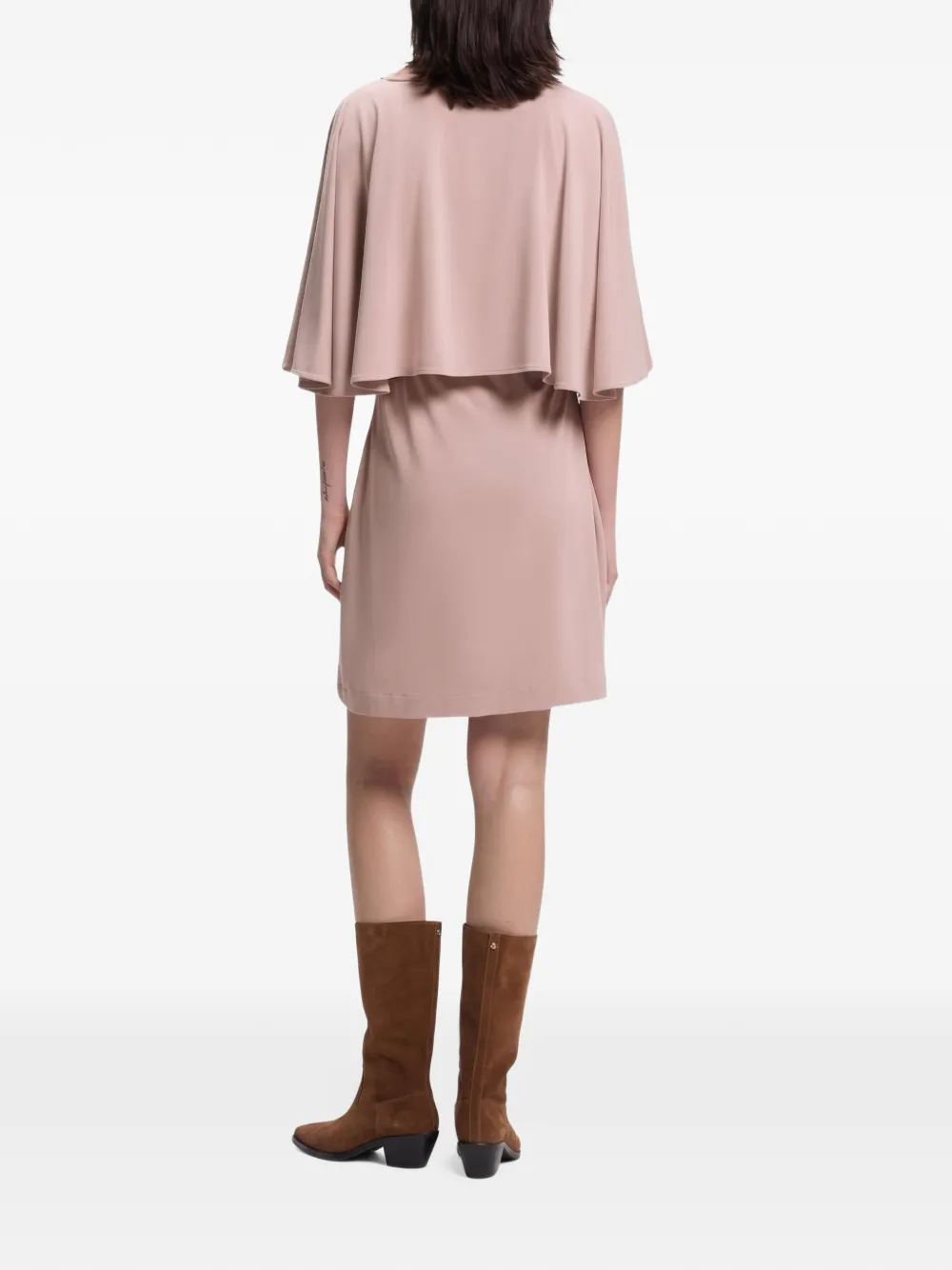 BOSS belted jersey dress with cape-style detail Roze