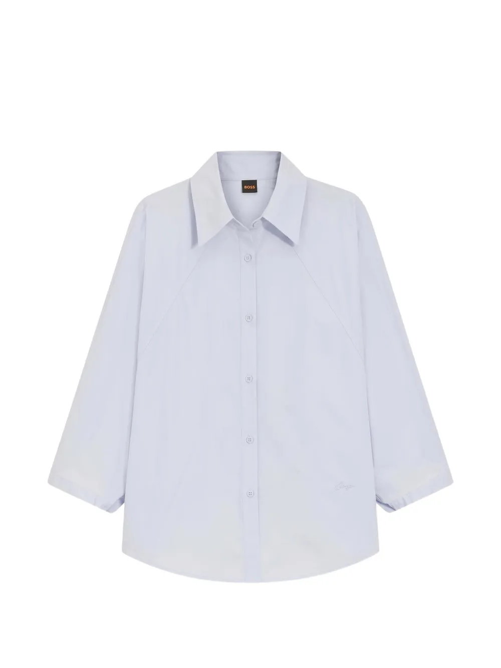 BOSS relaxed-fit blouse in cotton poplin with kimono sleeves Blauw