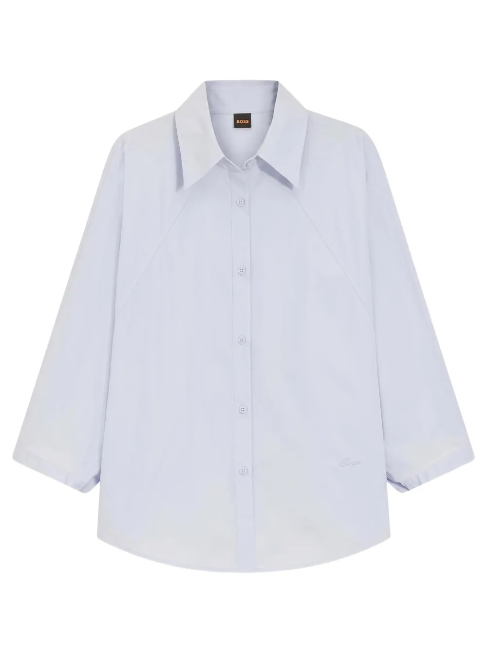 BOSS relaxed-fit blouse in cotton poplin with kimono sleeves Blauw