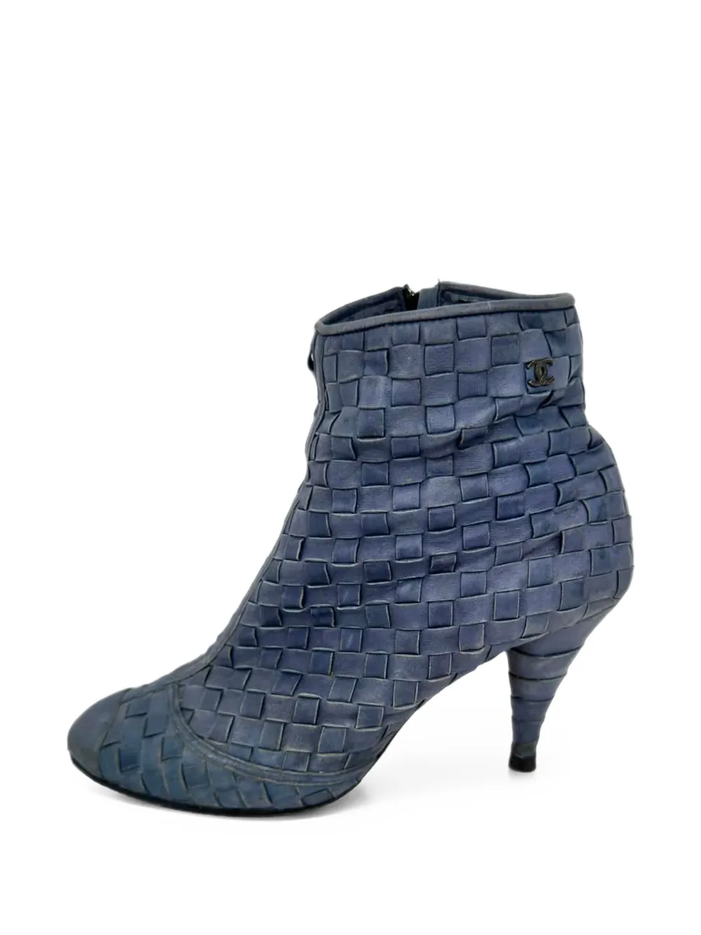 CHANEL Pre-Owned CC woven ankle boots - Blau