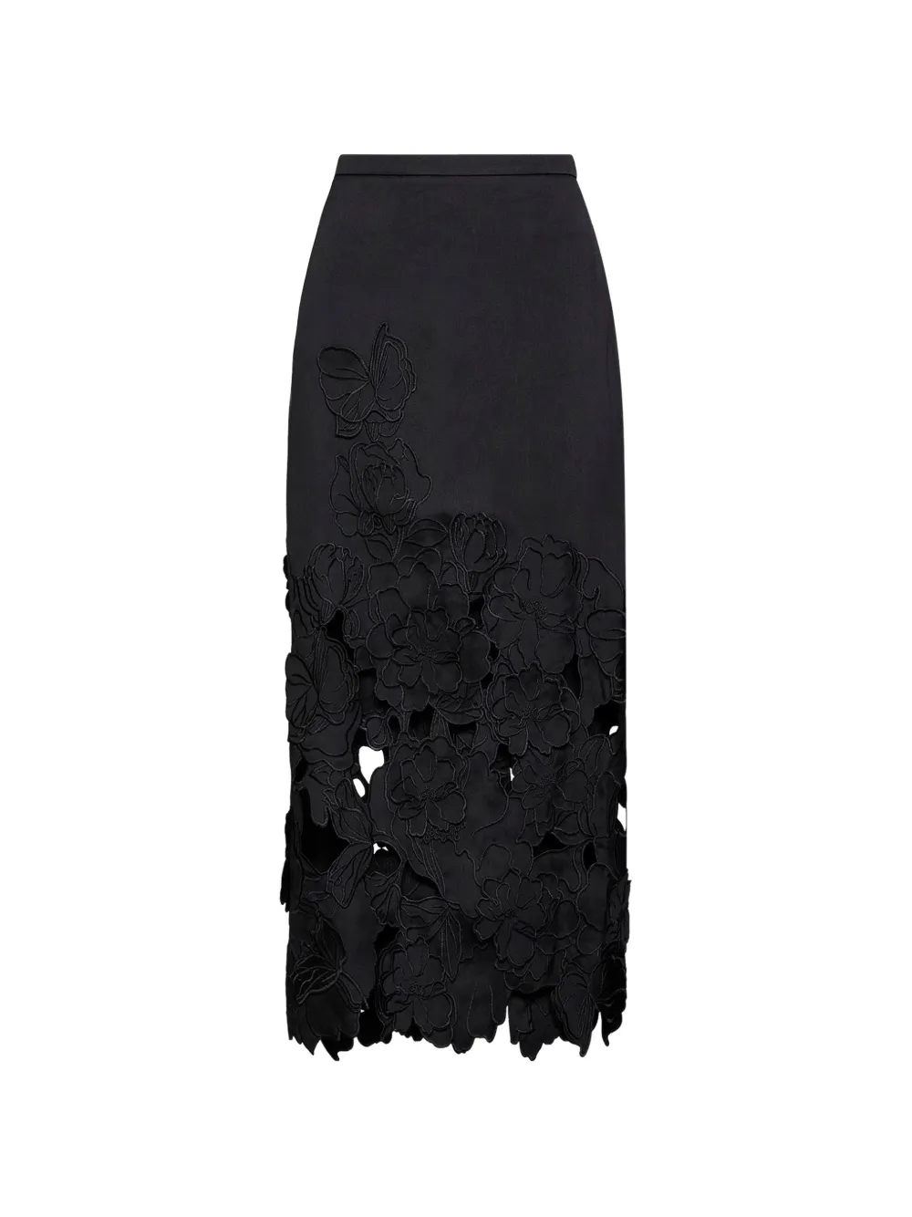 Costarellos Alexina floral-cutout appliqué midi skirt - Schwarz