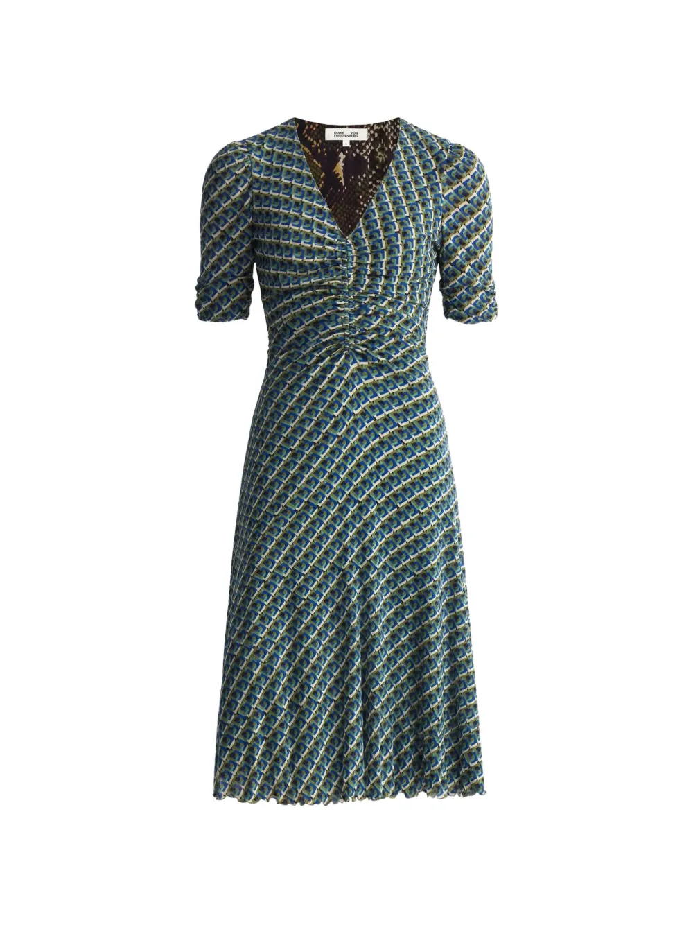 DVF Diane von Furstenberg Koren reversible geometric-print midi dress Blauw