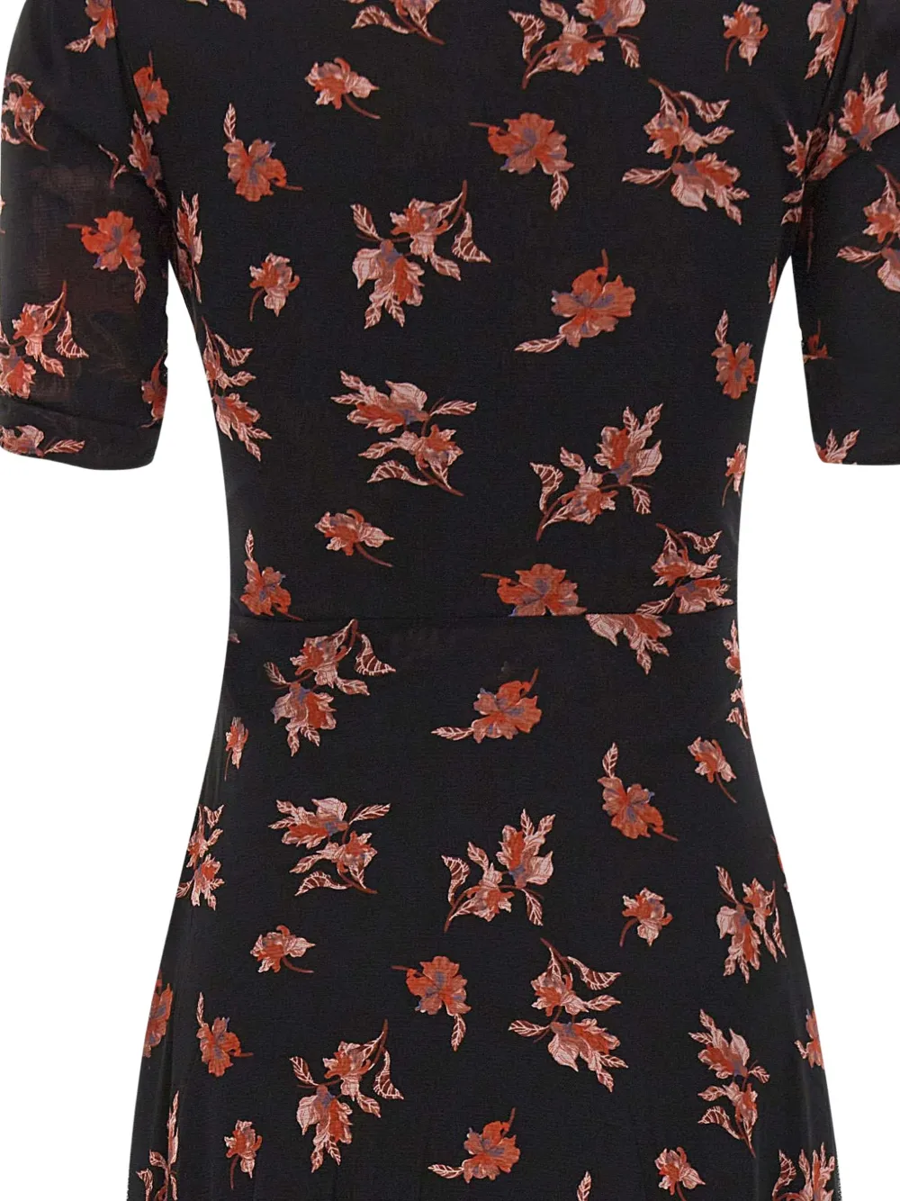 DVF Diane von Furstenberg floral-print ruched midi dress Zwart