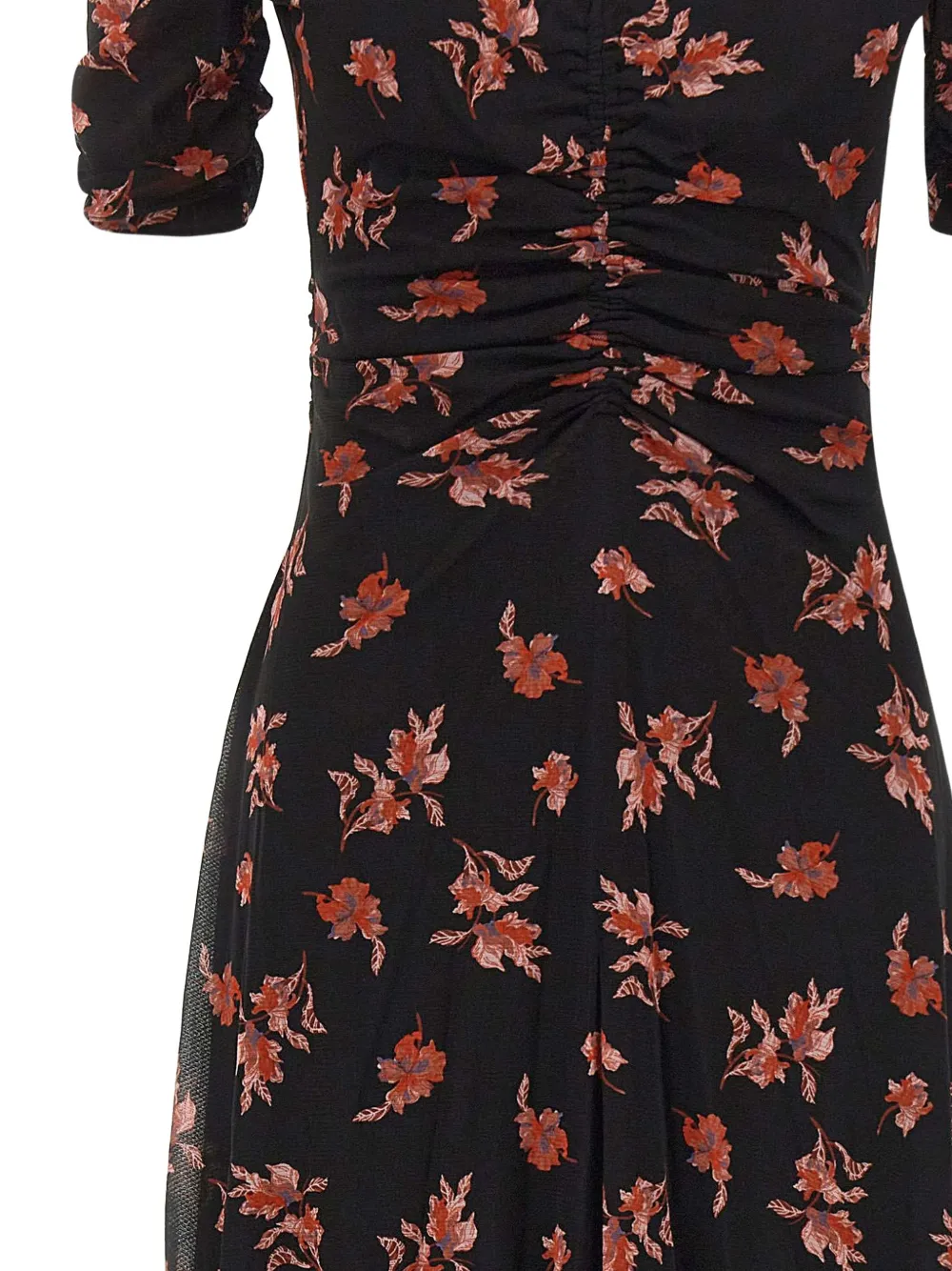 DVF Diane von Furstenberg floral-print ruched midi dress Zwart
