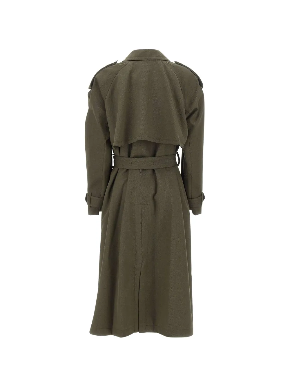 Victoria Beckham Esmee double-breasted virgin wool trench coat Groen