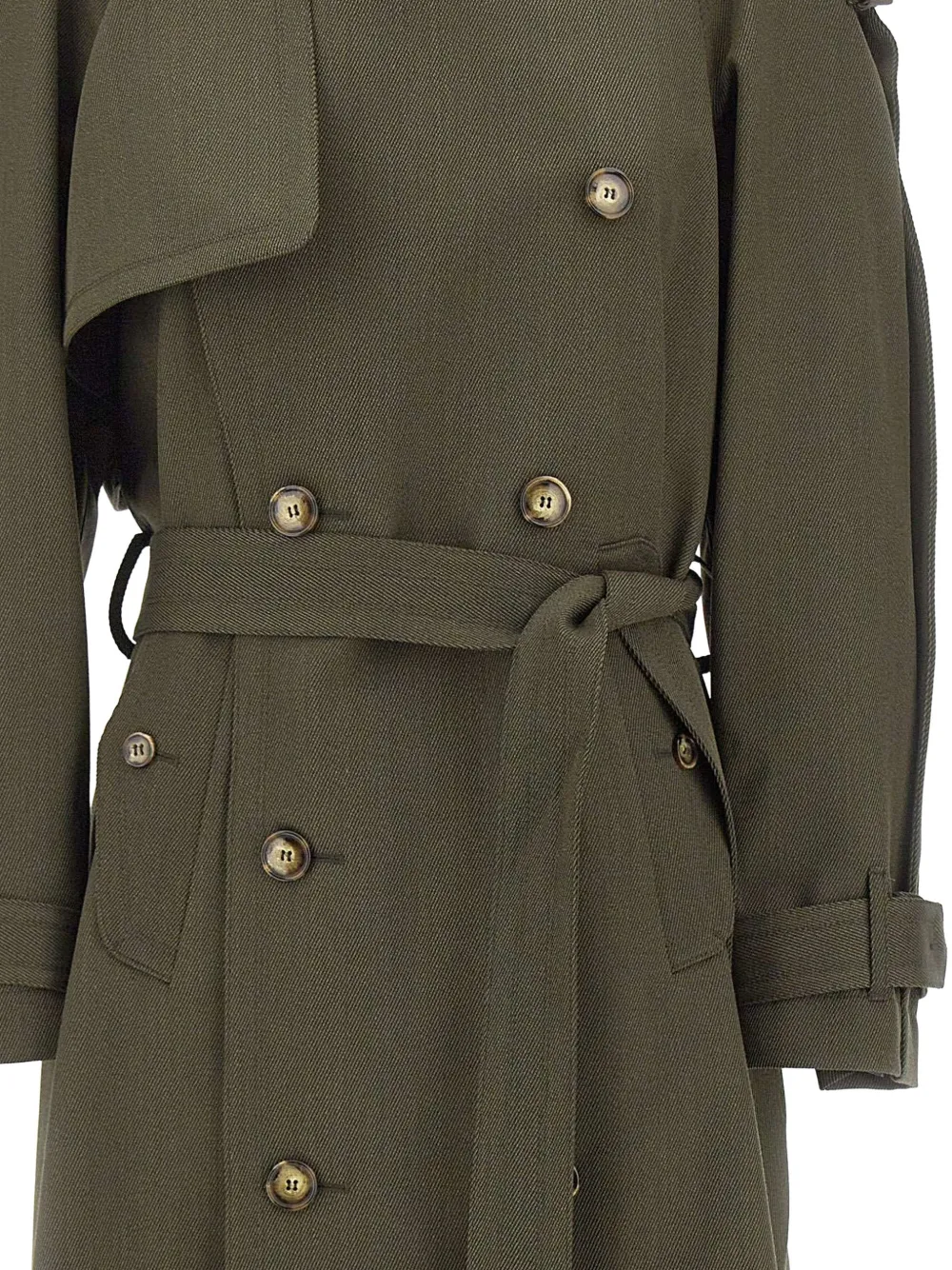 Victoria Beckham Esmee double-breasted virgin wool trench coat Groen