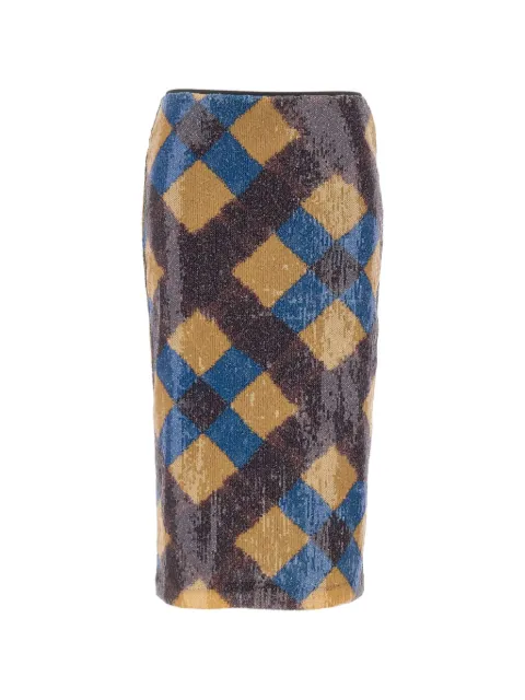 DVF Diane von Furstenberg Bianca diamond-patterned sequin-embellished midi skirt