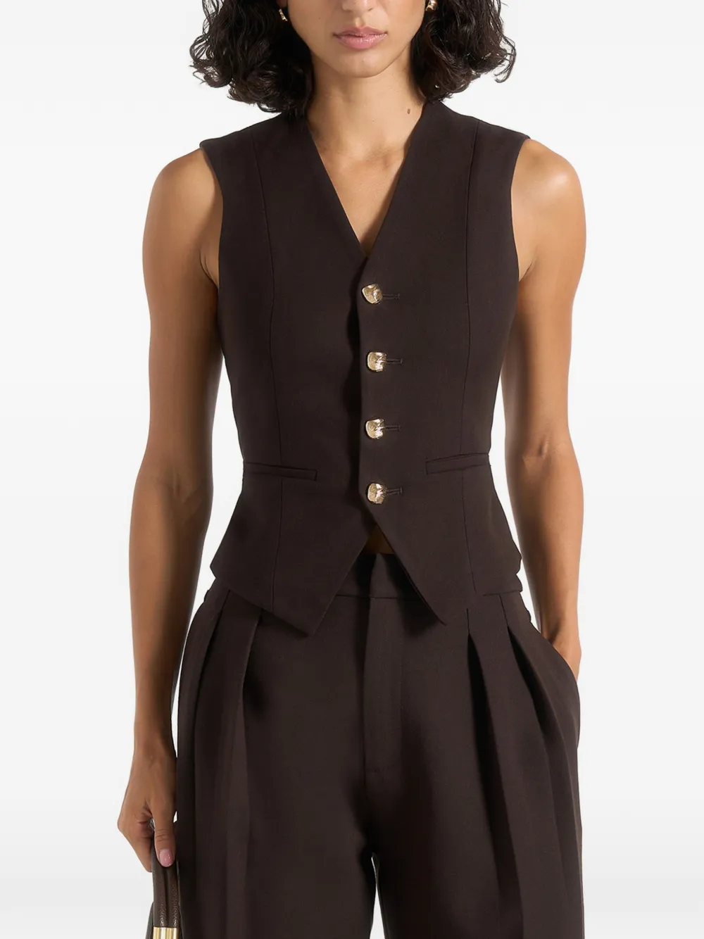 Manière De Voir Christine Anzugweste mit Salbeimuster - Braun