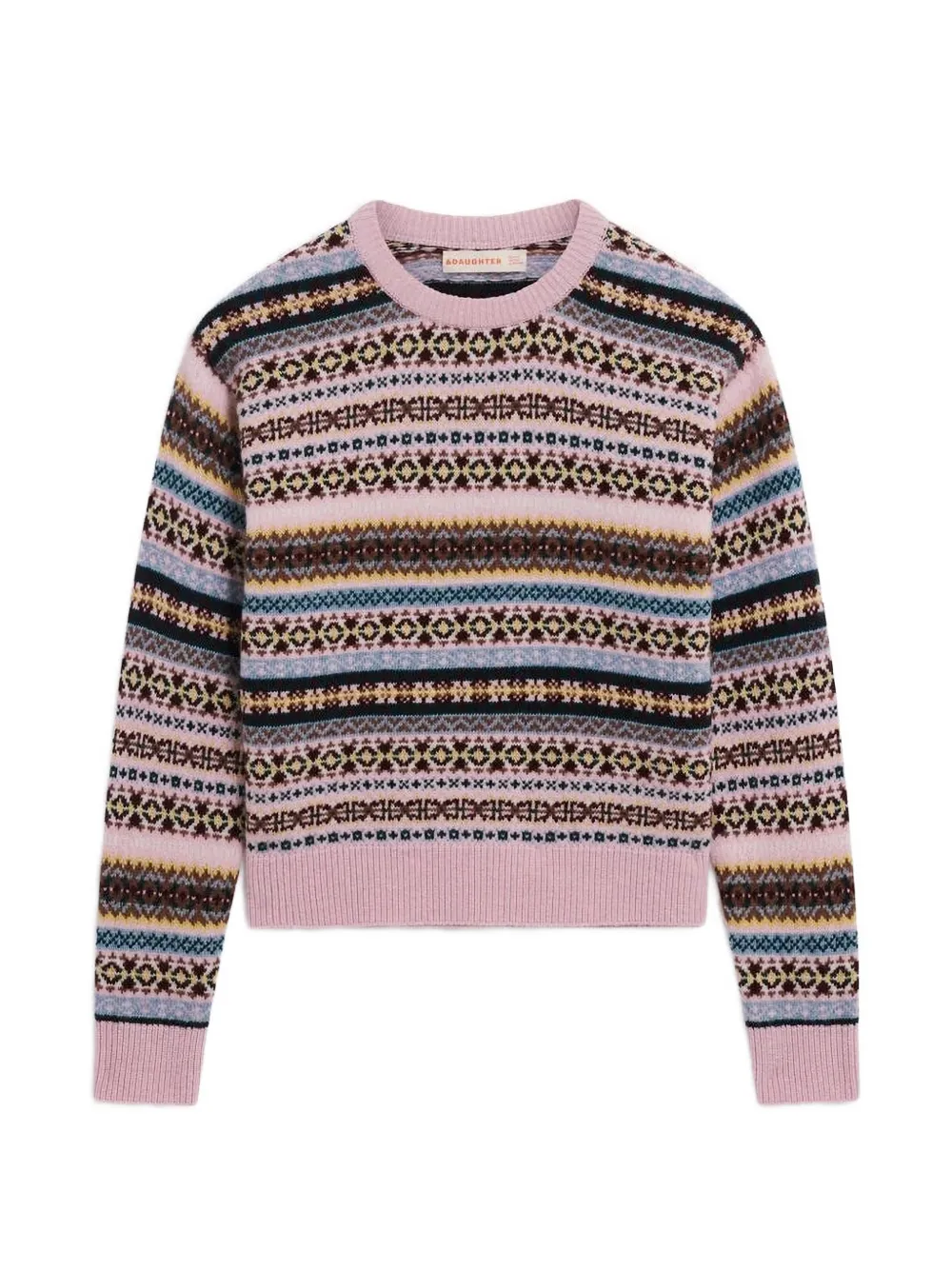 &Daughter Maglione Sligo Slim Fair Isle - Rosa
