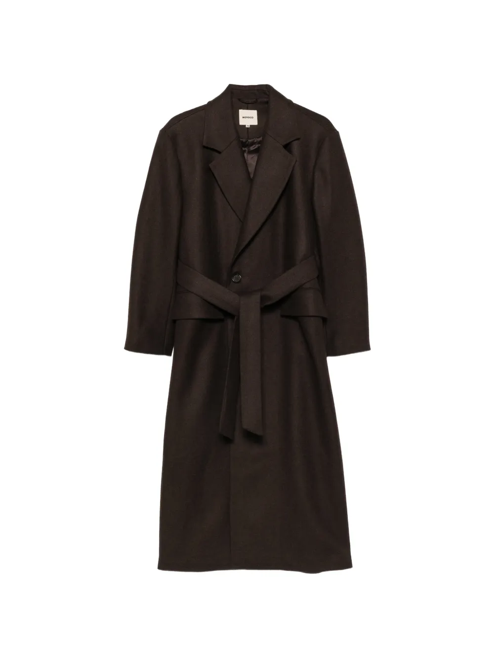 noyoco belted notch-lapels coat - Brown