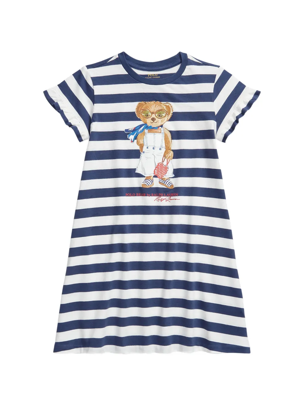 POLO RALPH LAUREN KIDS Polo Bear ruffled-sleeve dress - Blau