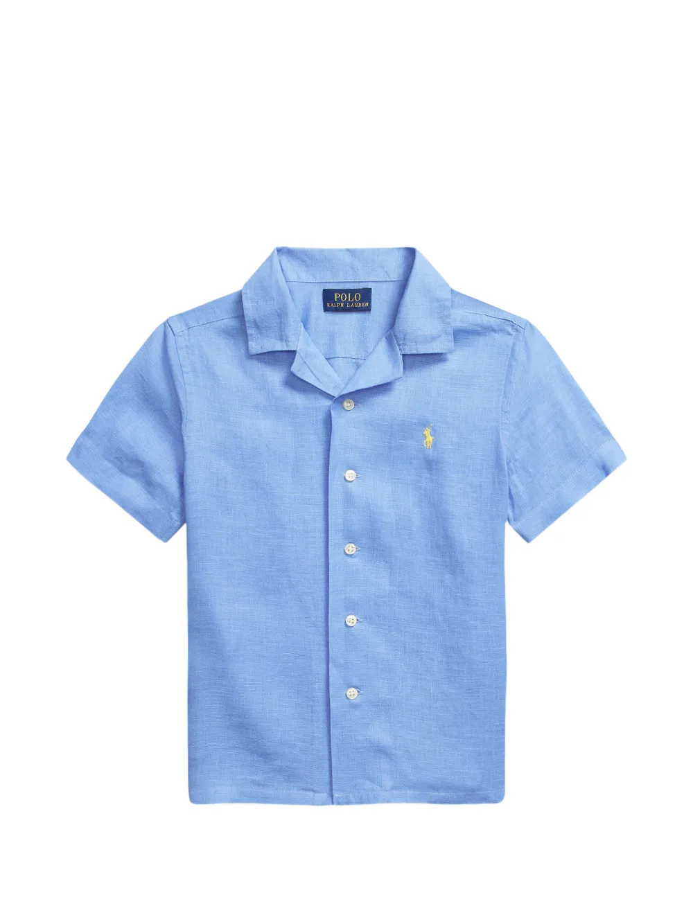 POLO RALPH LAUREN KIDS logo-embroidered camp-collar shirt - Blau