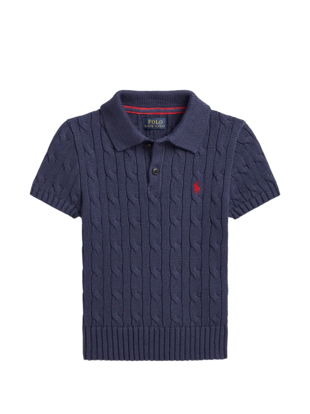 POLO RALPH LAUREN KIDS cable-knit polo shirt - Blu