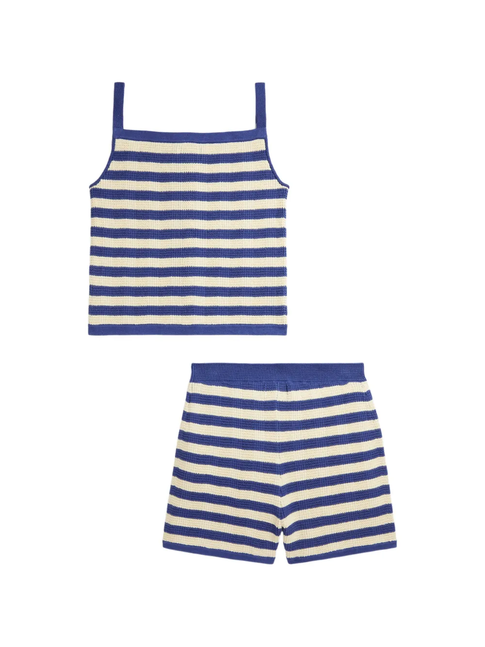 POLO RALPH LAUREN KIDS striped knit top and shorts set Blauw