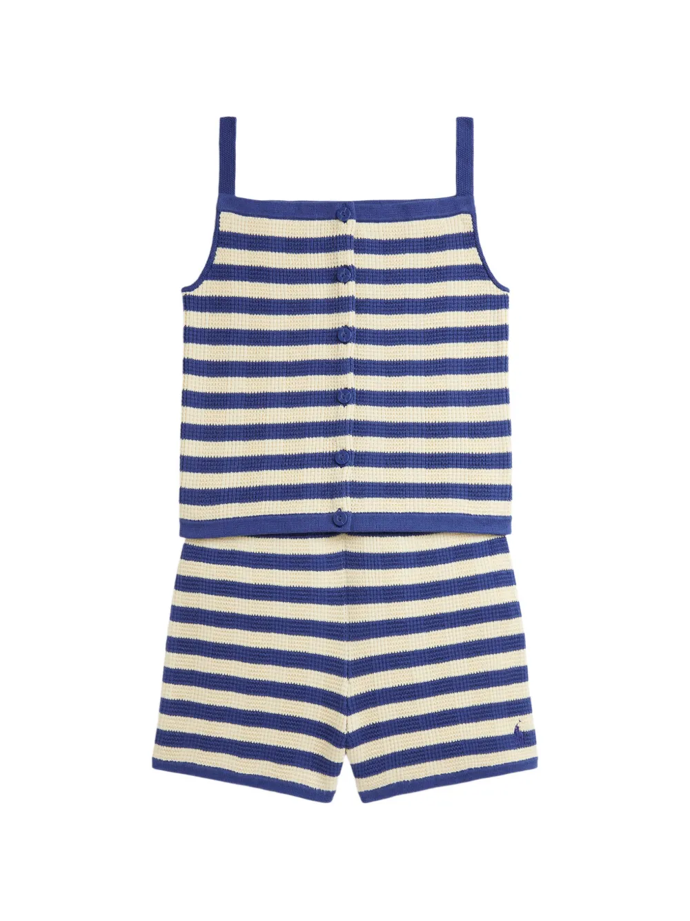 POLO RALPH LAUREN KIDS striped knit top and shorts set Blauw