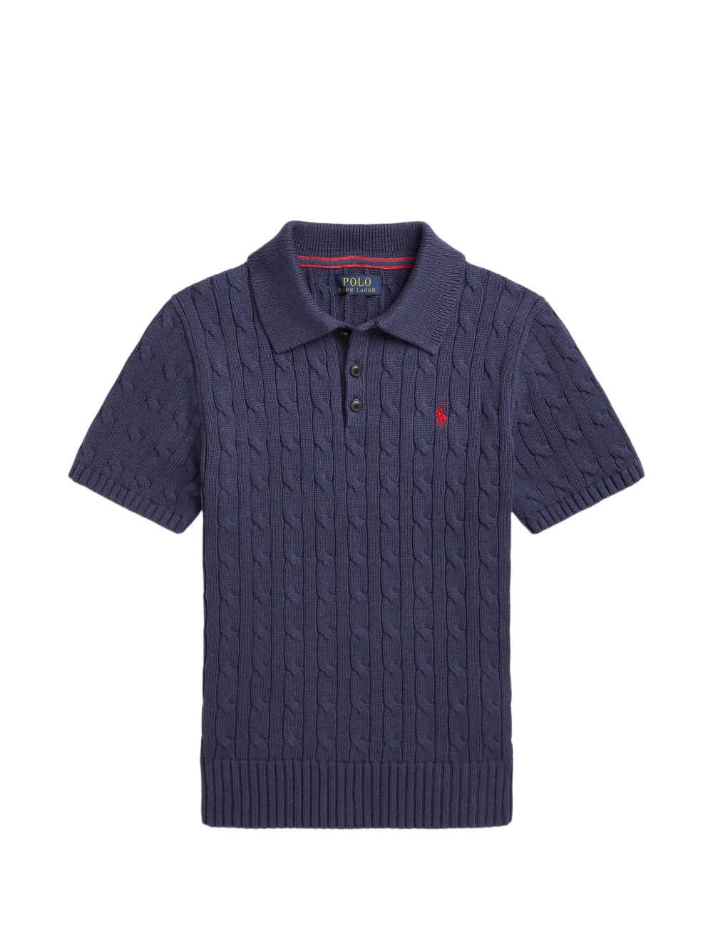 POLO RALPH LAUREN KIDS cable-knit polo shirt Blauw