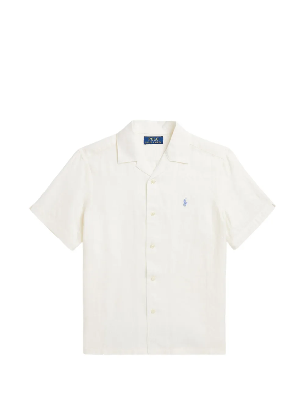 POLO RALPH LAUREN KIDS logo-embroidered linen shirt - Nude