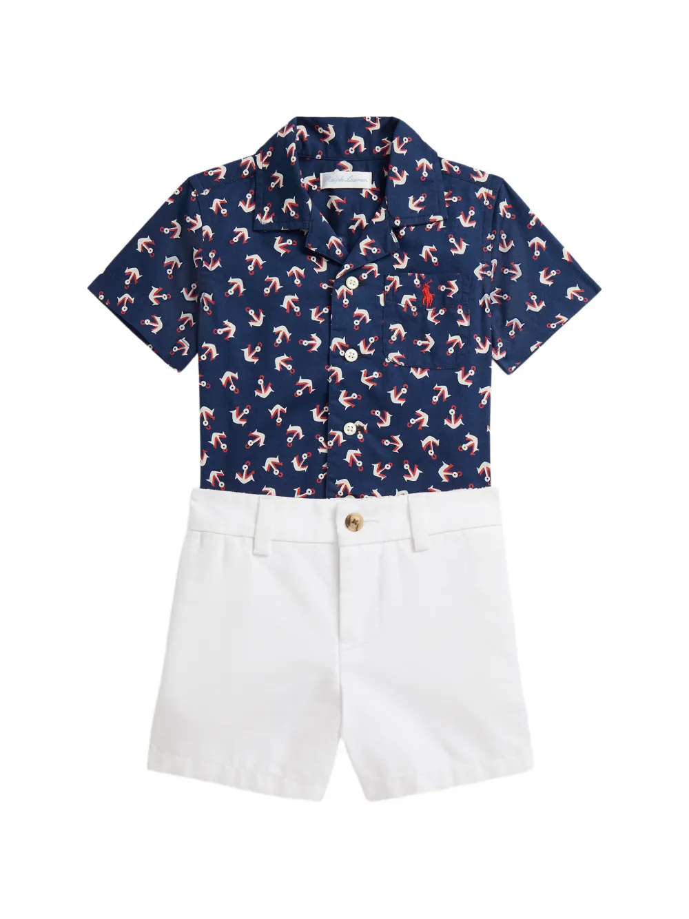 POLO RALPH LAUREN KIDS anchor-print shirt and shorts set - Blau