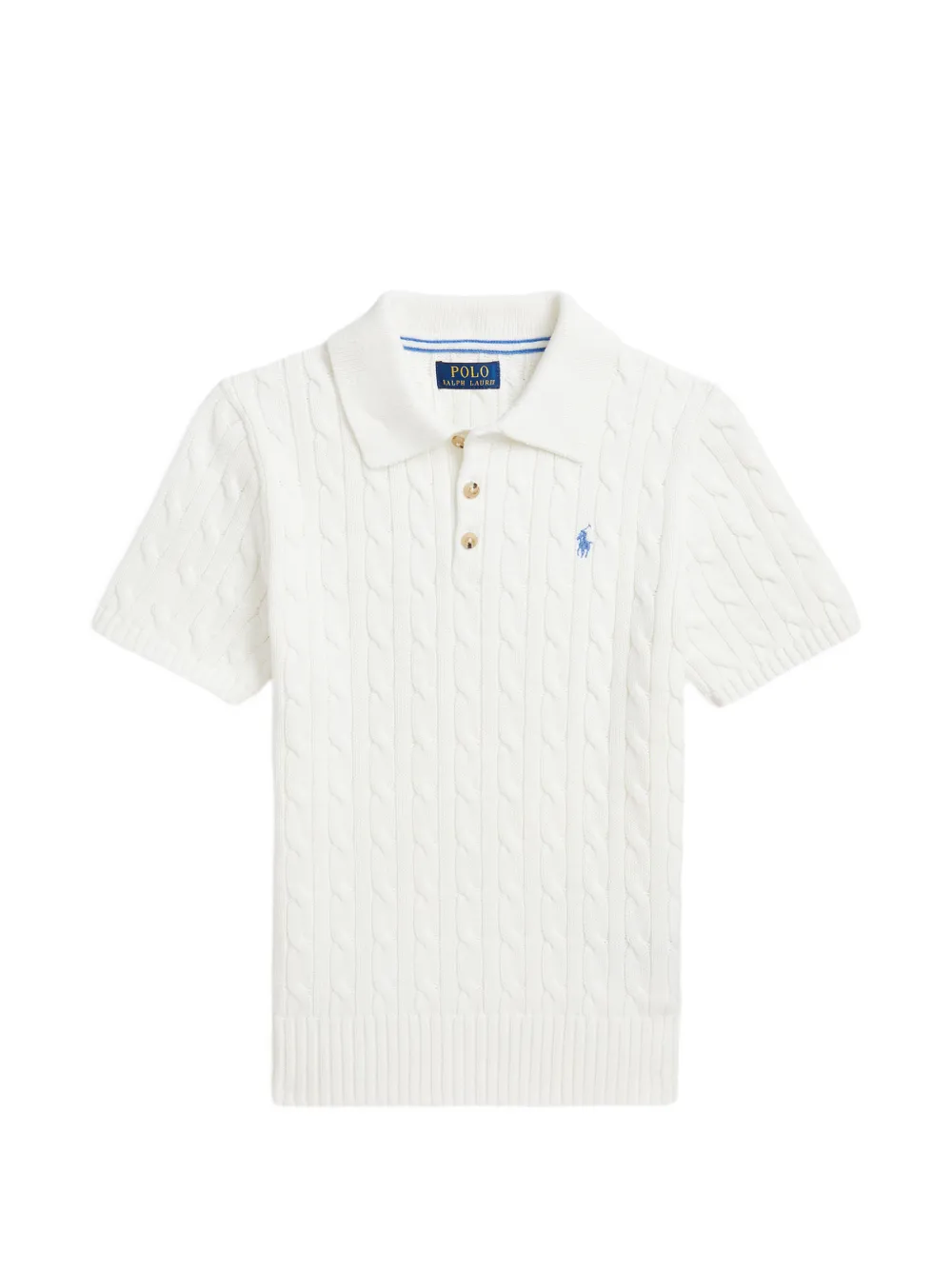 POLO RALPH LAUREN KIDS cable-knit polo shirt - Bianco