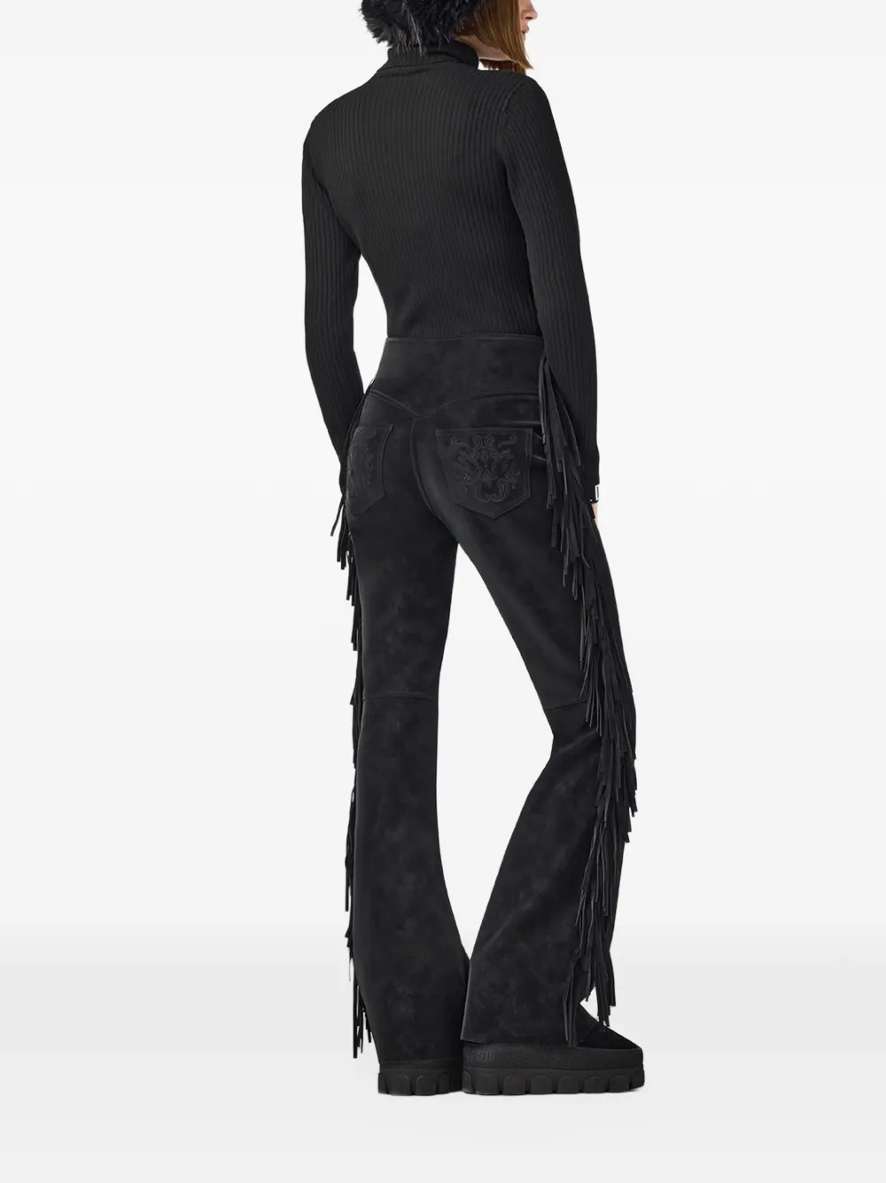 Goldbergh Rumi fringe-trim flared ski pants Zwart