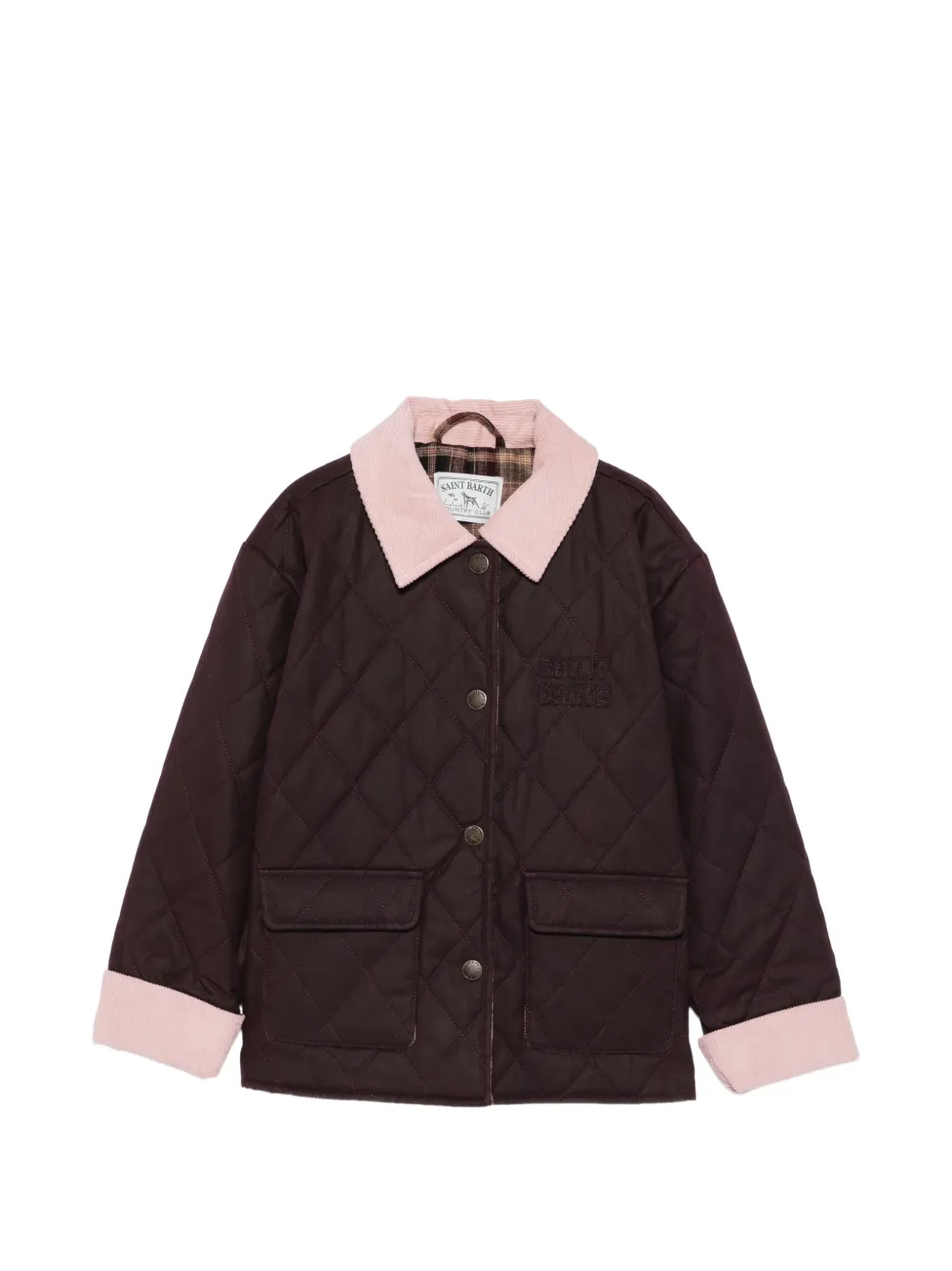 MC2 Saint Barth Kids Margaux quilted corduroy-collar jacket - Marron