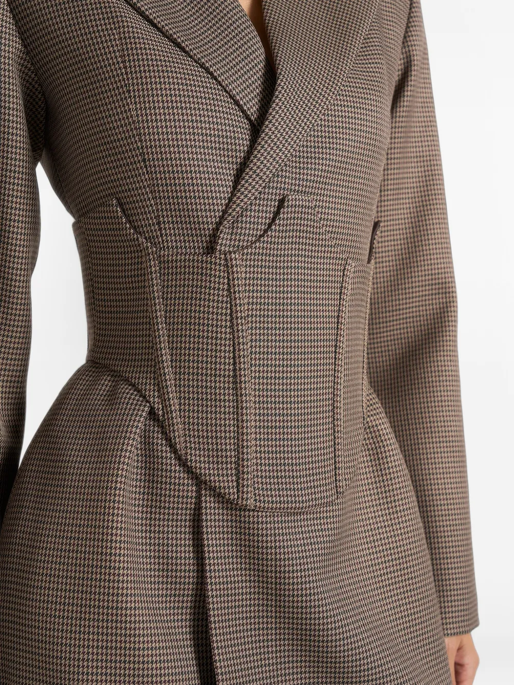 Manière De Voir Lacey in brown tailored blazer dress with reversible corset
