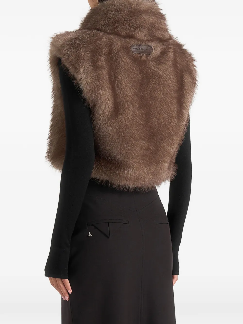 Manière De Voir Naylain taupe high-neck fur gilet Bruin