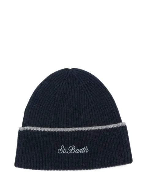 MC2 Saint Barth Kids logo-embroidered ribbed beanie hat