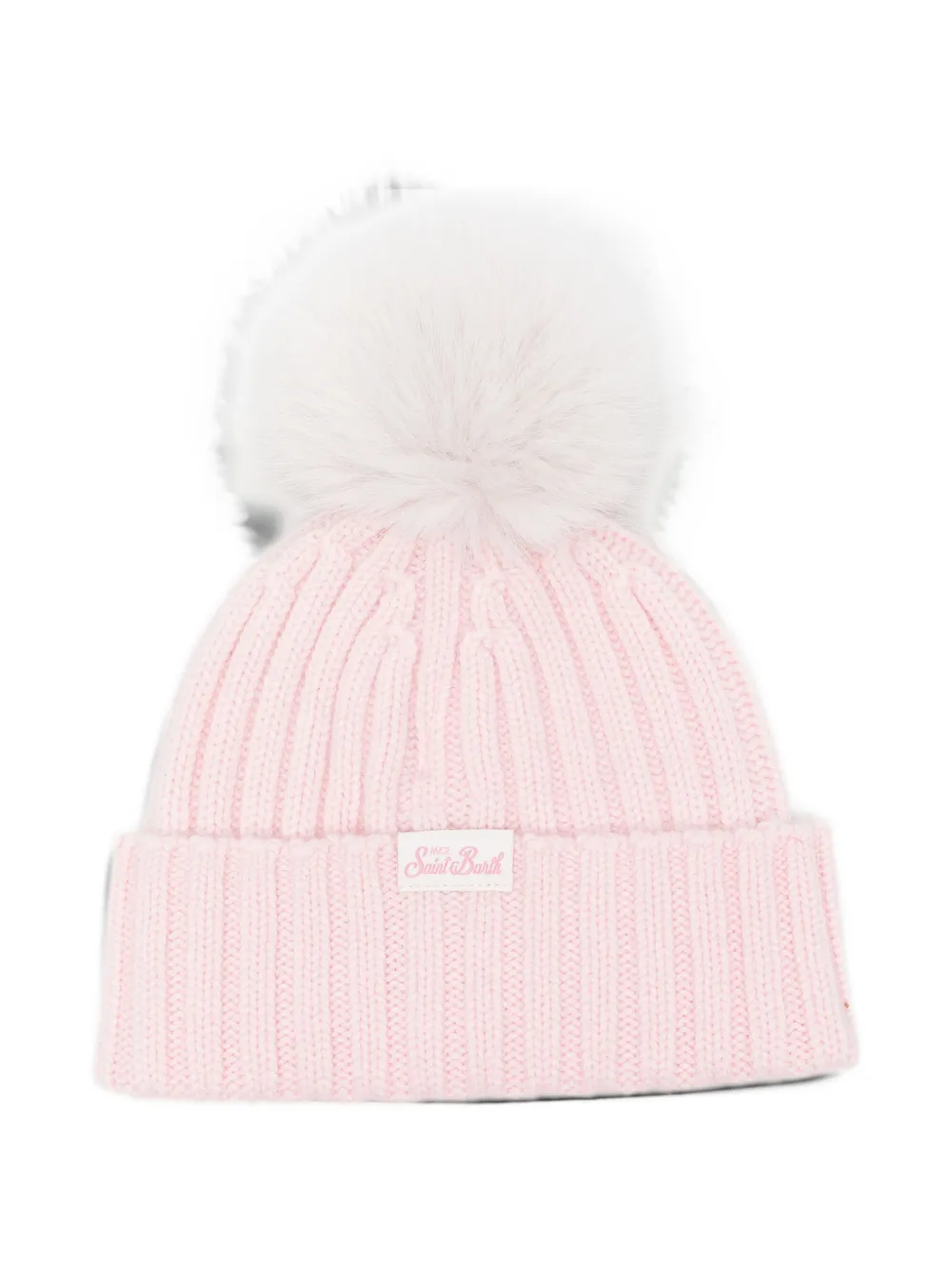MC2 Saint Barth Kids pom-pom ribbed-knit beanie hat Roze