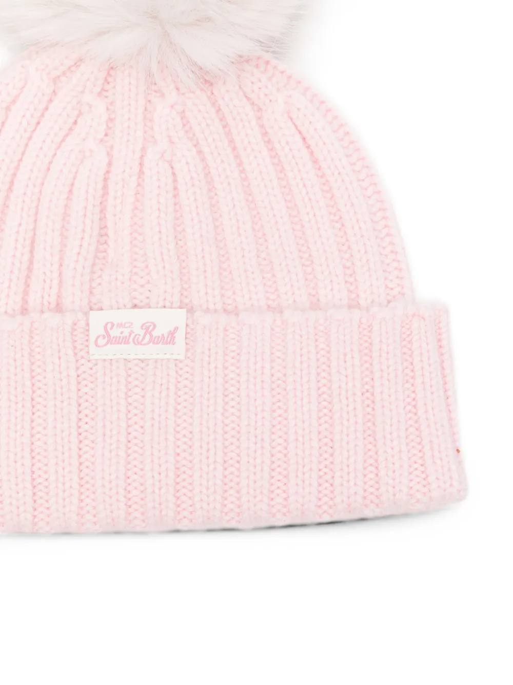 MC2 Saint Barth Kids pom-pom ribbed-knit beanie hat Roze