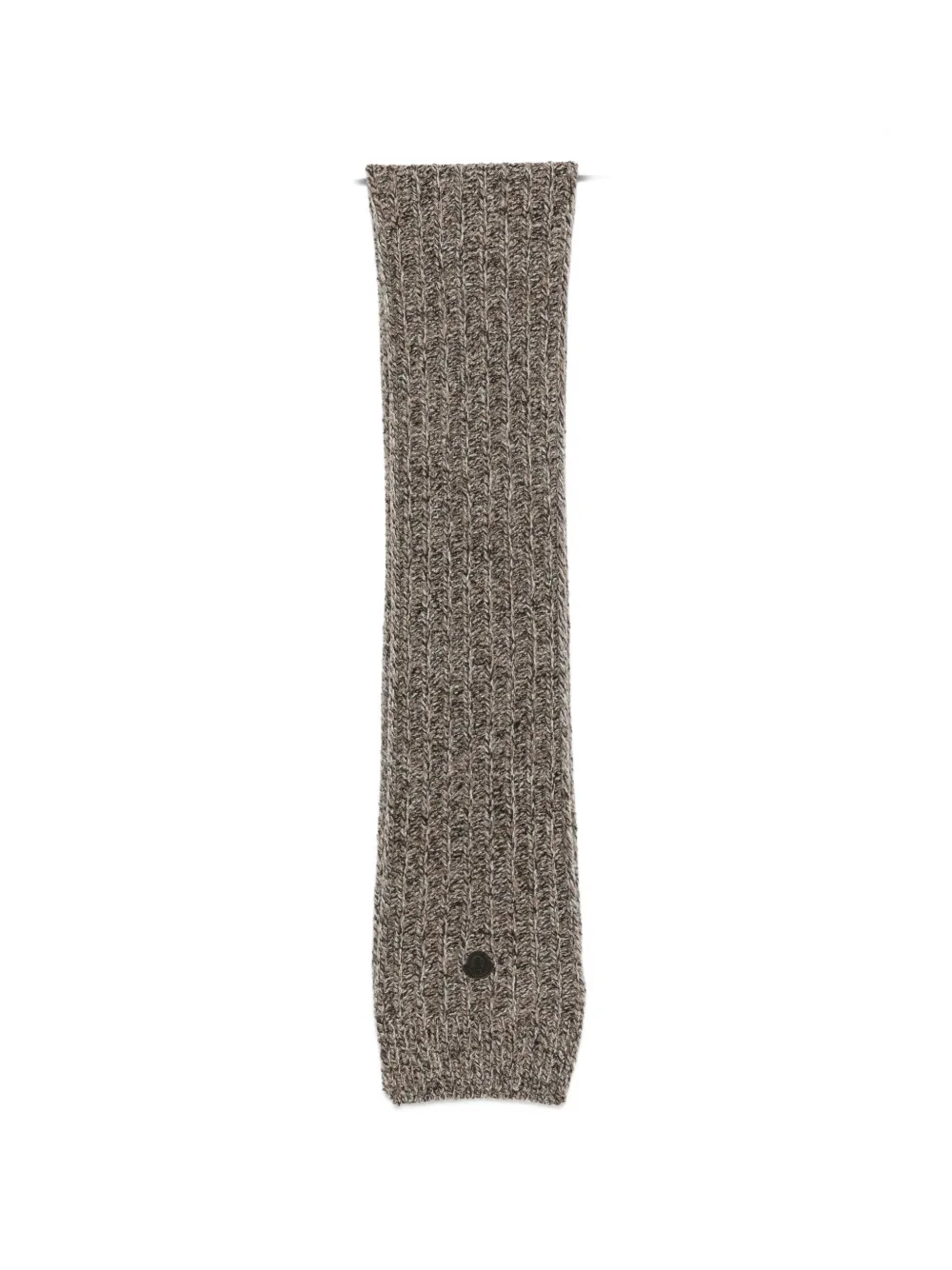 Moncler ribbed-knit logo-patch scarf Bruin