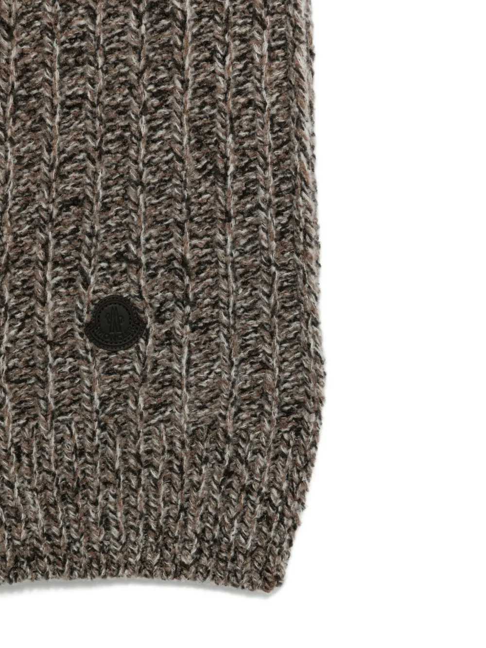 Moncler ribbed-knit logo-patch scarf Bruin