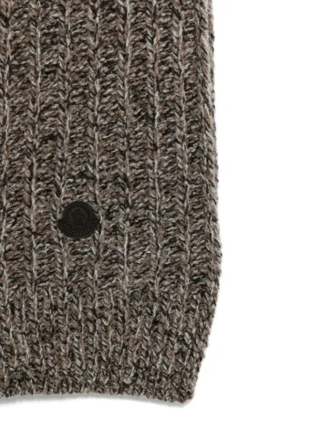Moncler ribbed-knit logo-patch scarf