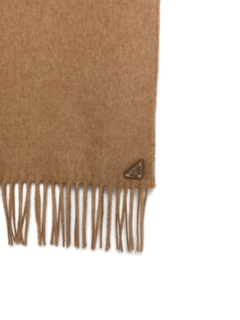 Prada logo-plaque fringed scarf