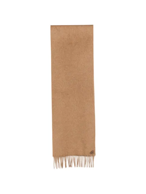 Prada logo-plaque fringed scarf