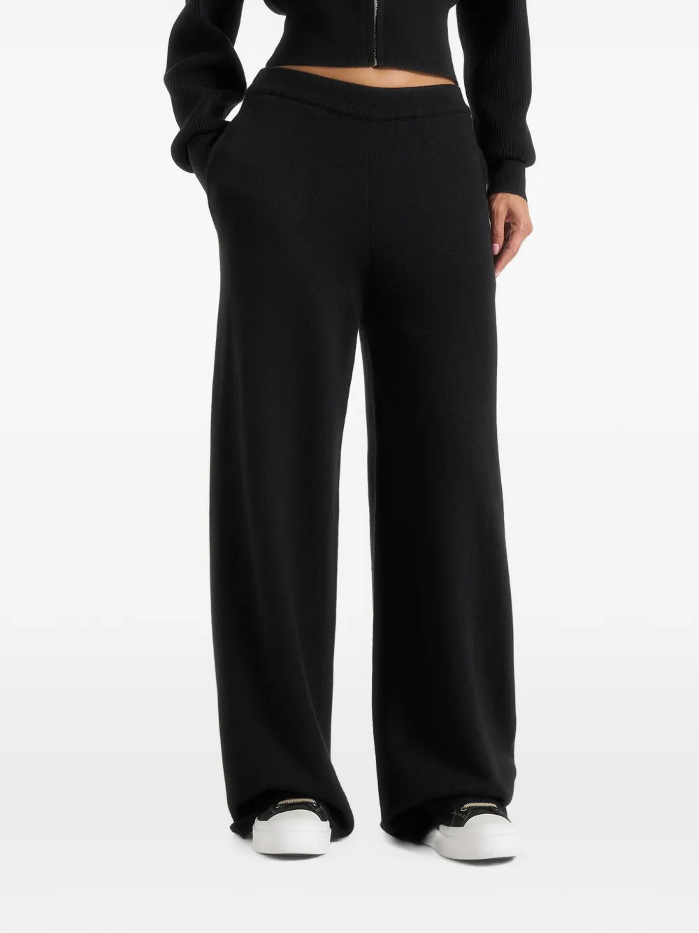 Manière De Voir Mirella in black wide-leg knit joggers - Nero