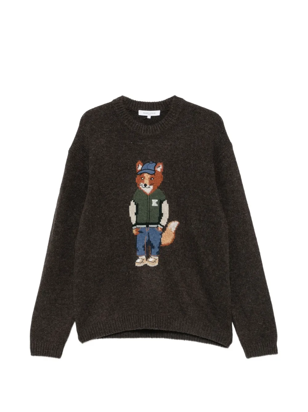 Maison Kitsuné fox-motif intarsia-knit sweater Bruin