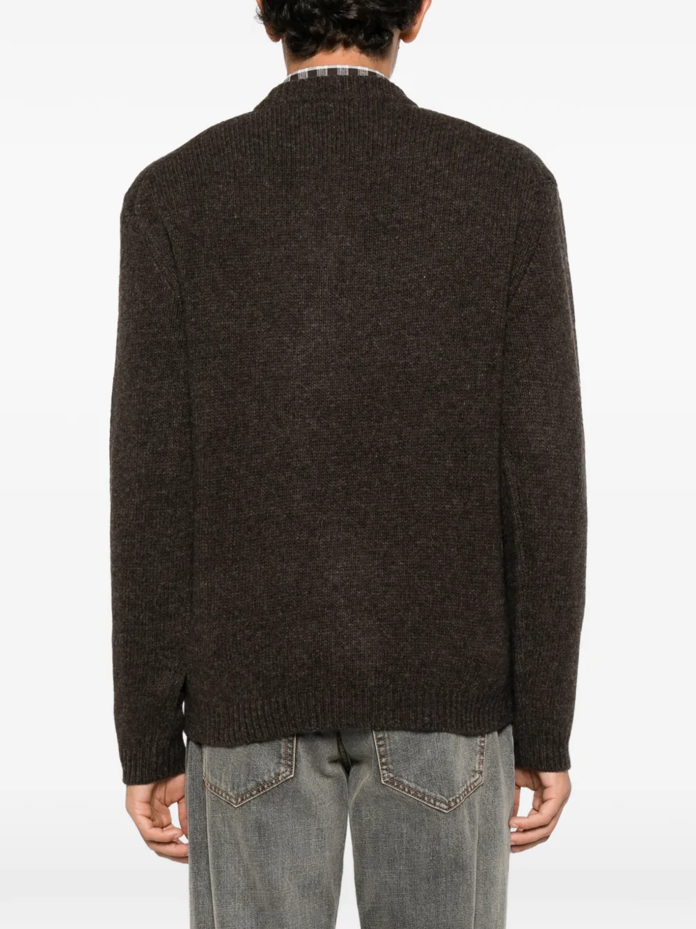 Maison Kitsuné fox-motif intarsia-knit sweater Bruin